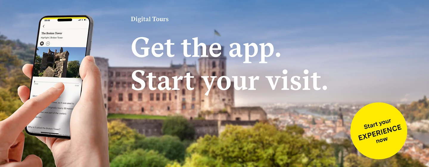 Heidelberg Castle, advertising banner for the app "Monument BW"