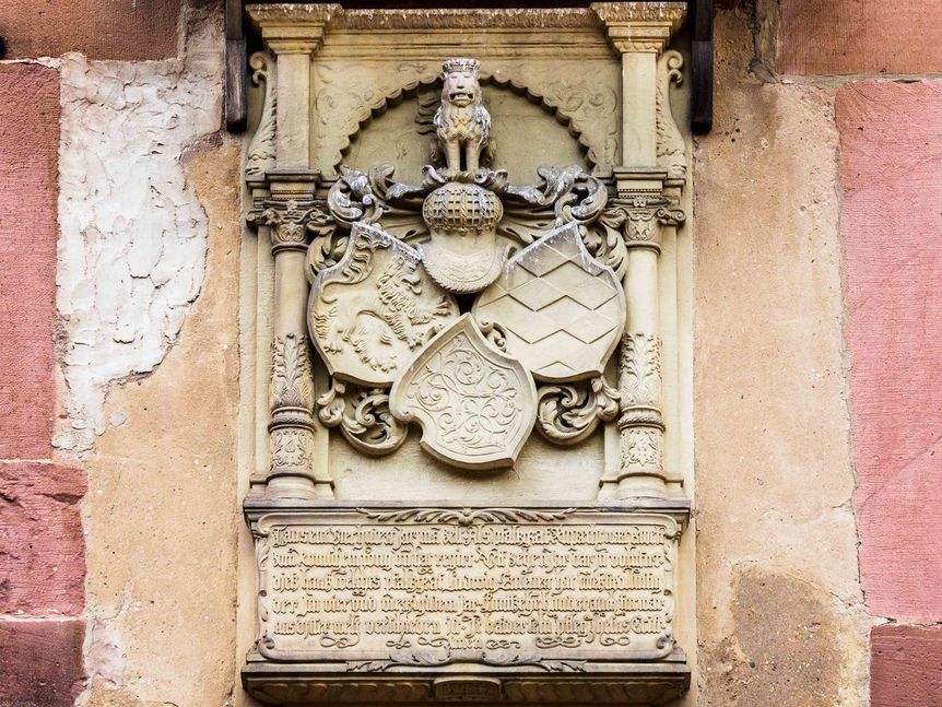Foto: Staatliche Schlösser und Gärten Baden-Württemberg, Ralf Kuhlen Schloss Heidelberg, Wappentafel Ruprechtsbau